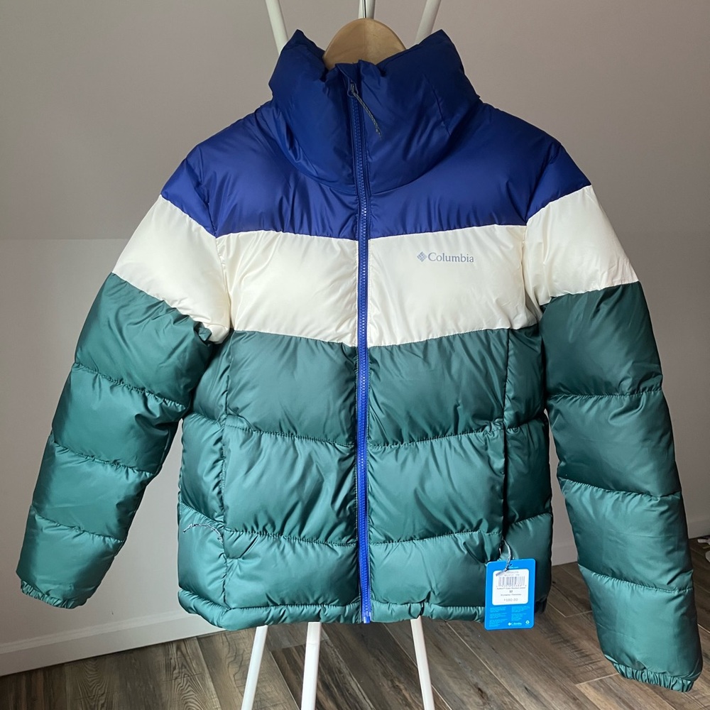 Columbia Blue and Green Puffer Jacket